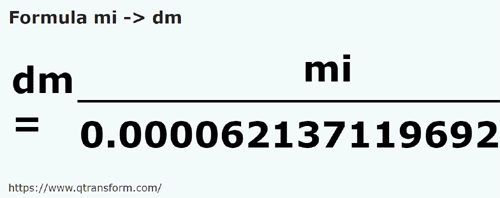 formula Miglia in Decimetro - mi in dm