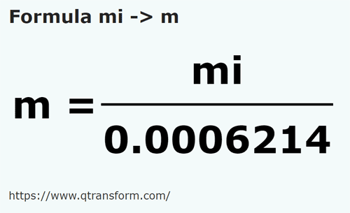 formula Mile in Metri - mi in m