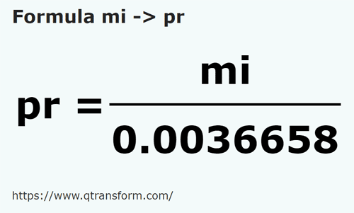 formula Miles to Poles - mi to pr