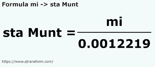 formula Mile in Stânjeni (Muntenia) - mi in sta Munt