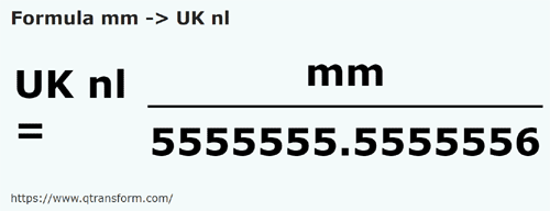 vzorec Milimetrů na Britská námořní legua - mm na UK nl
