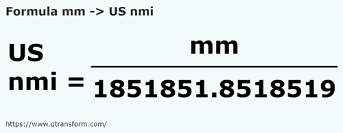 vzorec Milimetrů na Námořní míle USA - mm na US nmi
