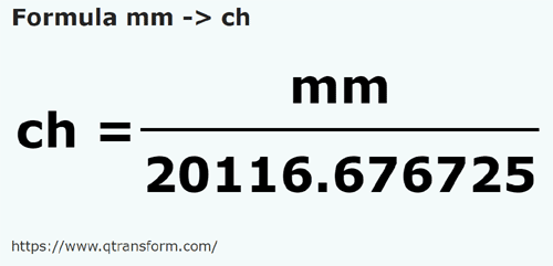 formule Millimeter naar Ketting - mm naar ch