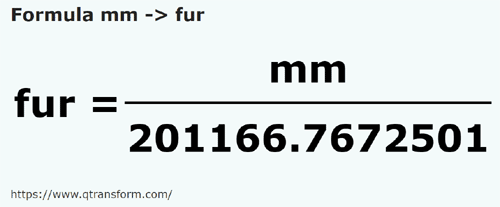 formula Milímetros em Furlongs - mm em fur