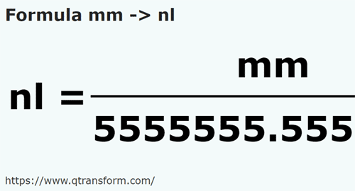 umrechnungsformel Millimeter in Seeleuge - mm in nl
