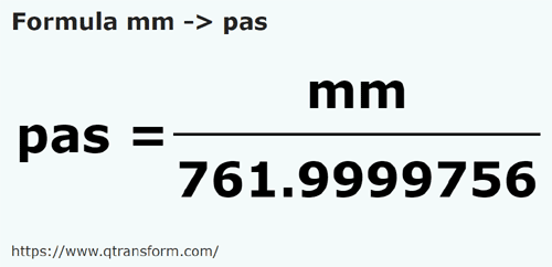 formula Milimetri in Pasi - mm in pas
