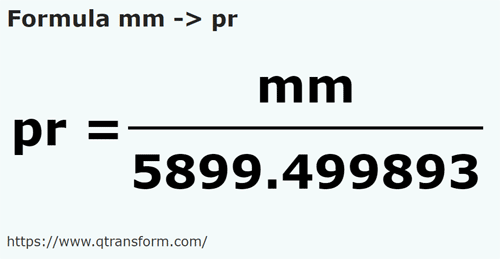 formula миллиметр в стержень - mm в pr