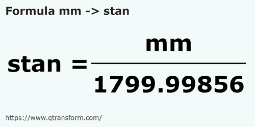 formula Millimeters to Fathoms - mm to stan