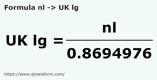 formula Liga nautika kepada Liga UK - nl kepada UK lg