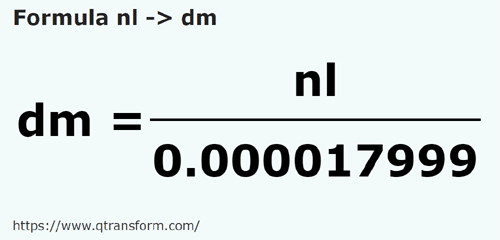 formula Leguas marinas a Decímetros - nl a dm
