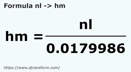formula Leghe marine in Hectometri - nl in hm