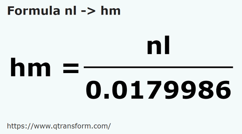 formula Nautical leagues to Hectometers - nl to hm