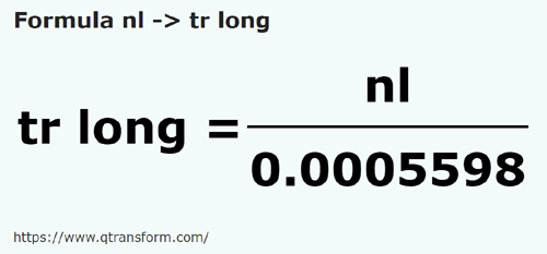 formula Liga nautika kepada Kayu pengukur panjang - nl kepada tr long