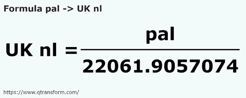 formula Palms to UK nautical leagues - pal to UK nl