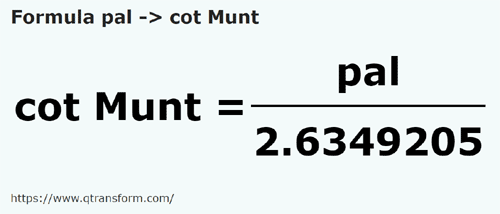 formula Jengkal kepada Hasta (Muntenia) - pal kepada cot Munt