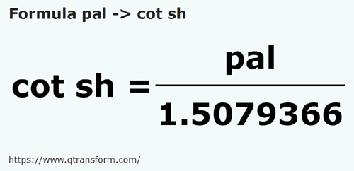 formula Palms to Short cubits - pal to cot sh