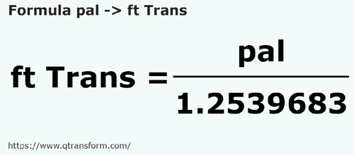 formula Jengkal kepada Kaki (Transylvania) - pal kepada ft Trans