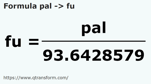 formula Пядь в веревка - pal в fu