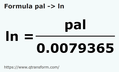 formula Jengkal kepada Talian - pal kepada ln