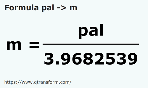 formula Palmos em Metros - pal em m