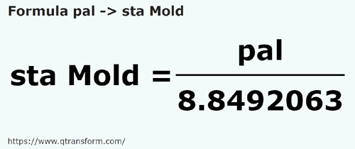 formula Jengkal kepada Stânjeni (Moldavia) - pal kepada sta Mold