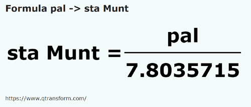 formula Jengkal kepada Stânjeni (Muntenia) - pal kepada sta Munt