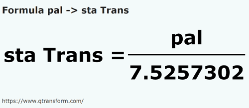formula Jengkal kepada Stânjeni (Transylvania) - pal kepada sta Trans