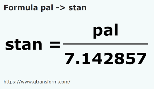 formula Jengkal kepada Stânjeni - pal kepada stan