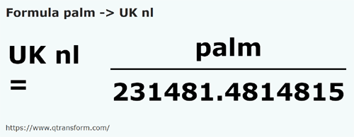 formule Handbreedte naar Imperiale zeeleugas - palm naar UK nl
