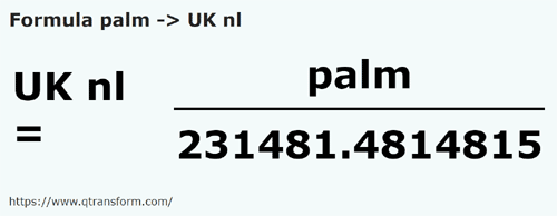 formulu Aya ila BK deniz fersahı - palm ila UK nl