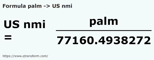 umrechnungsformel Palmac in Amerikanische Seemeilen - palm in US nmi