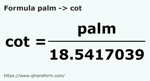 formule Handbreedte naar El - palm naar cot