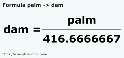 formula Palmus a Decámetros - palm a dam