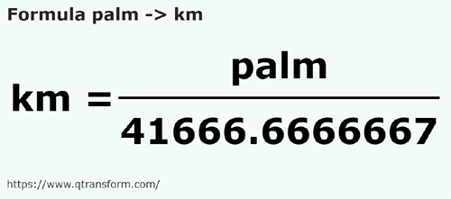 formule Handbreedte naar Kilometer - palm naar km