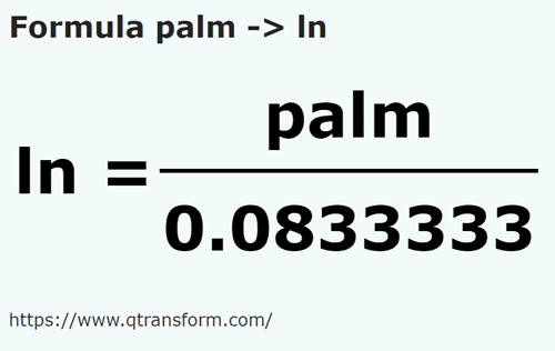 formula Szerokości dłoni na Linia - palm na ln
