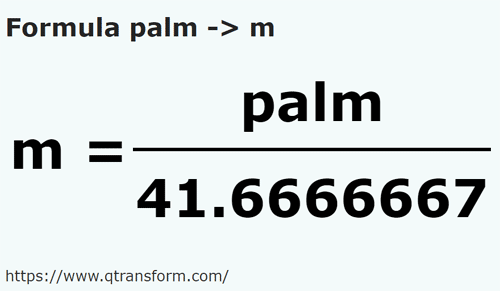 formule Handbreedte naar Meter - palm naar m