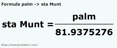 formule Handbreedte naar Stânjeni (Muntenië) - palm naar sta Munt