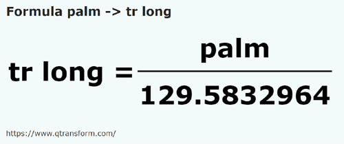 formula Tapak tangan kepada Kayu pengukur panjang - palm kepada tr long