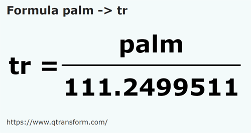 formule Handbreedte naar Riet - palm naar tr