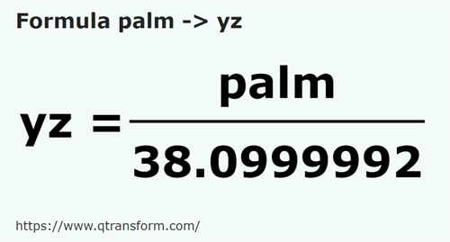 formule Handbreedte naar Yard - palm naar yz