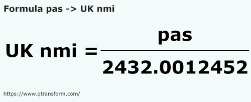 formula Pasi in Mile marine britanice - pas in UK nmi