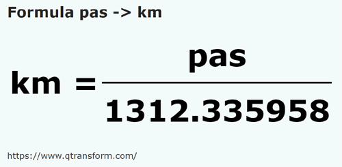 formula Pasi in Kilometri - pas in km