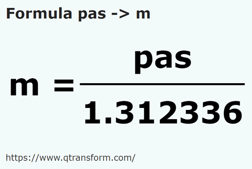 formula Langkah kepada Meter - pas kepada m