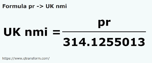 formule Prajini naar Imperiale zeemijlen - pr naar UK nmi