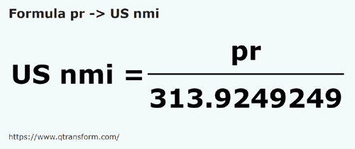 formule Prajini naar Amerikaanse zeemijlen - pr naar US nmi