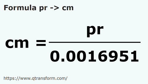 formula Poles to Centimeters - pr to cm