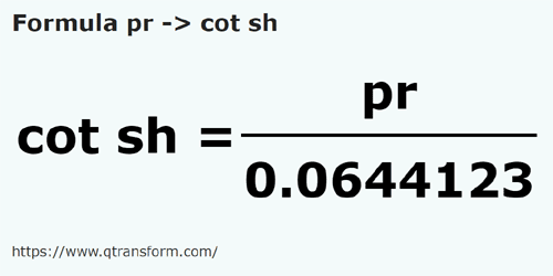 formula стержень в Короткий локоть - pr в cot sh