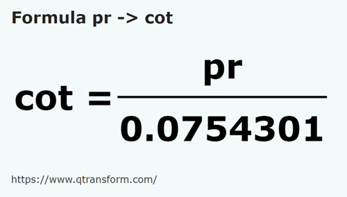 formula Poles to Cubits - pr to cot