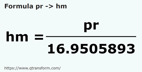 formule Prajini naar Hectometer - pr naar hm