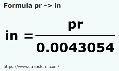 formula стержень в дюйм - pr в in
